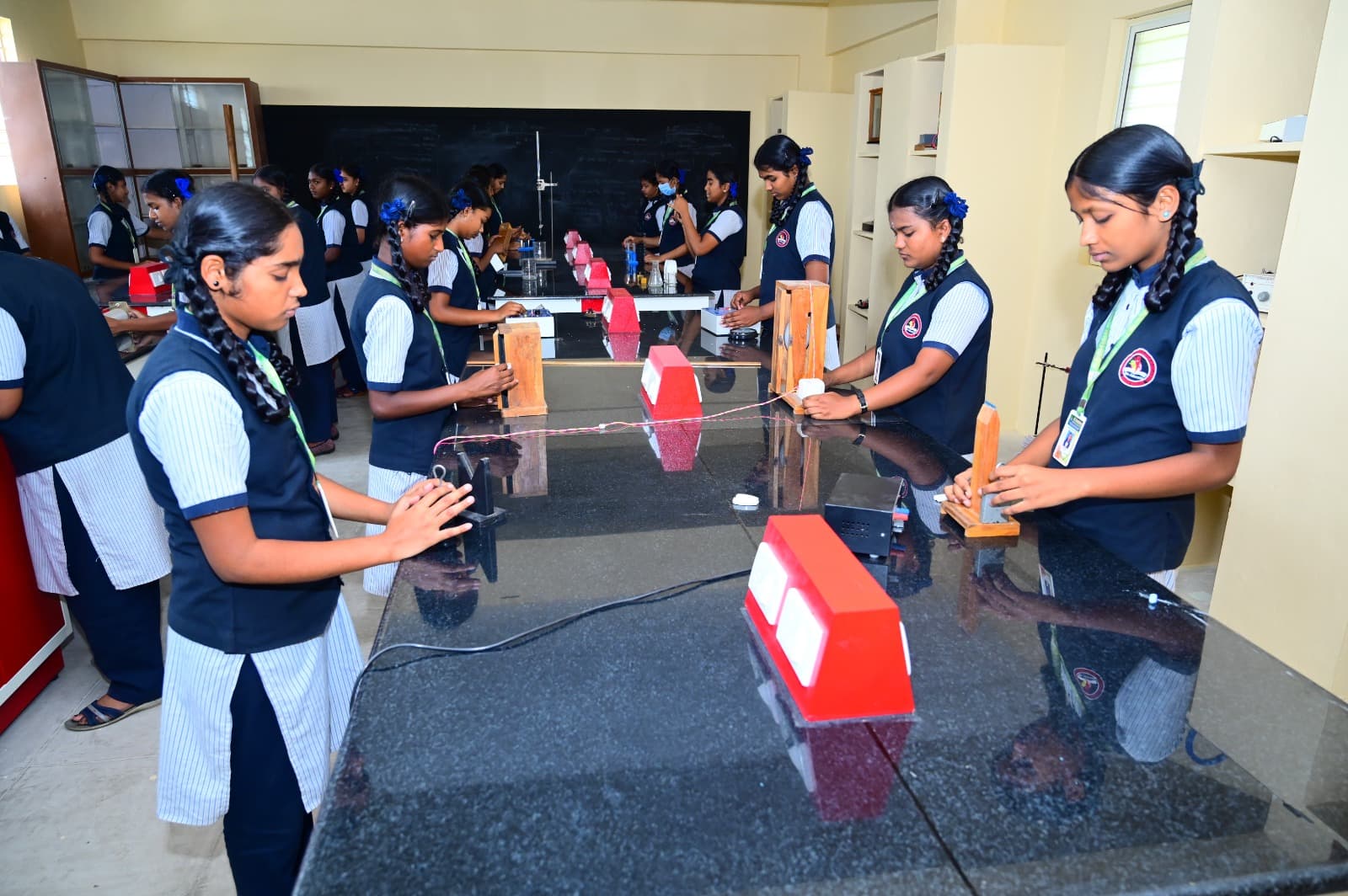 Students conducting a science activity in the laboratory