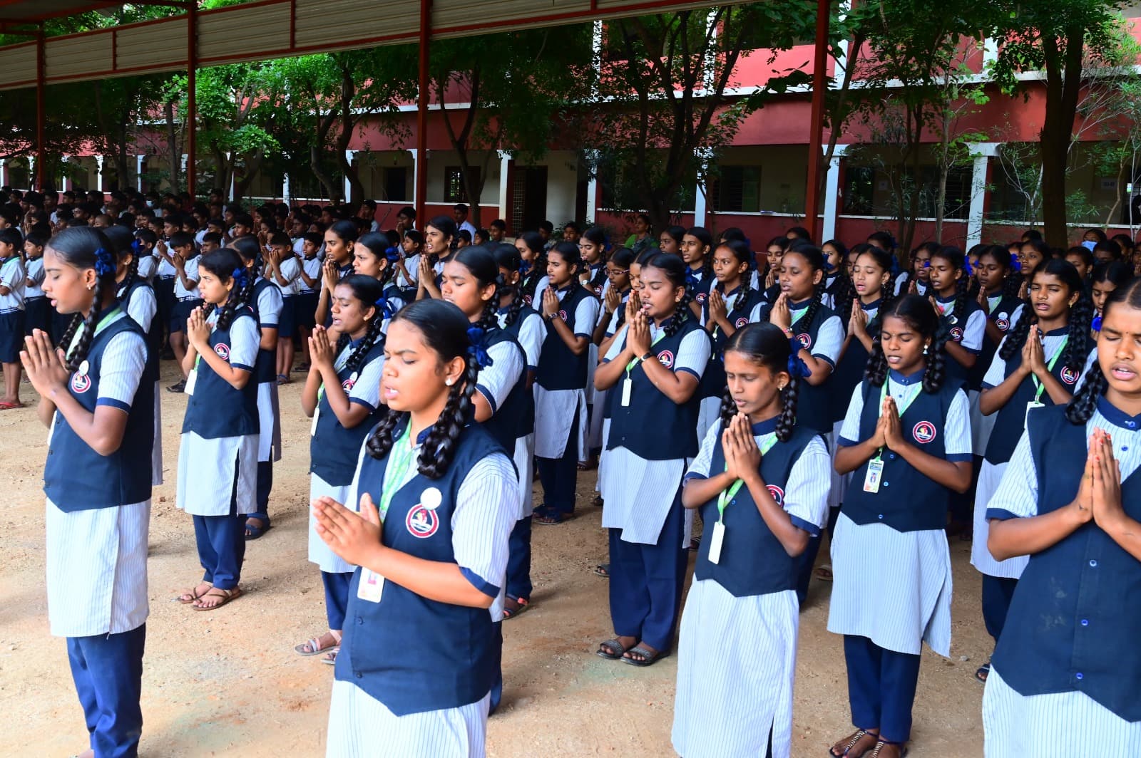 Students gathered during school routine